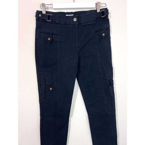 Karen Millen Navy Blue England Cargo Moto Tapered Pants Size 8 - Picture 3 of 10